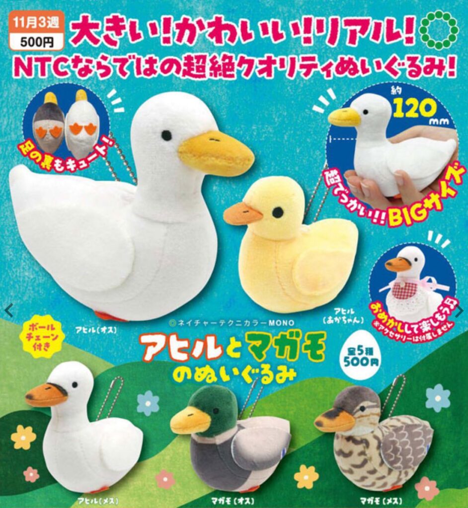 アヒルとマガモのぬいぐるみ