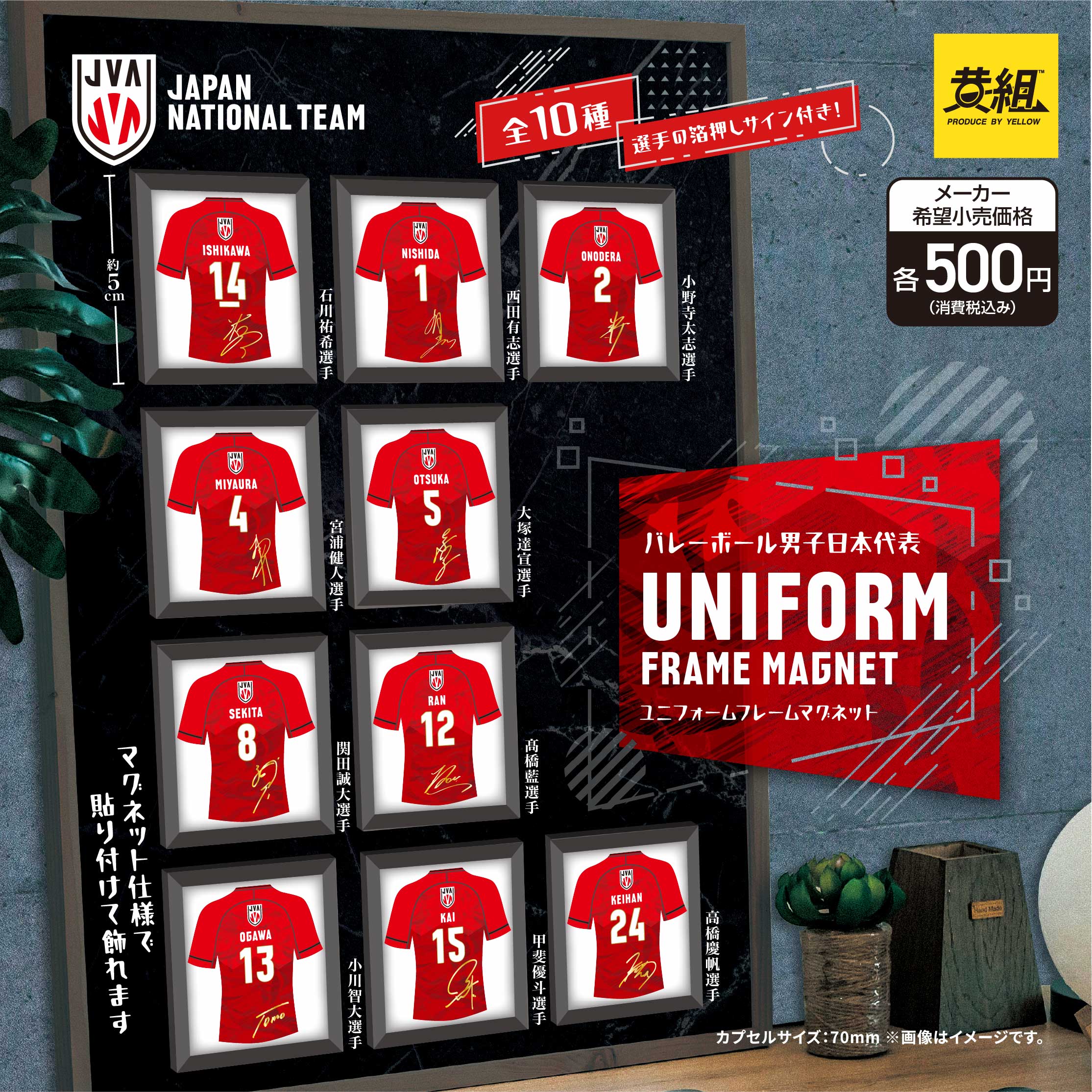 予約・購入】バレーボール男子日本代表選手 フレームマグネット /設置