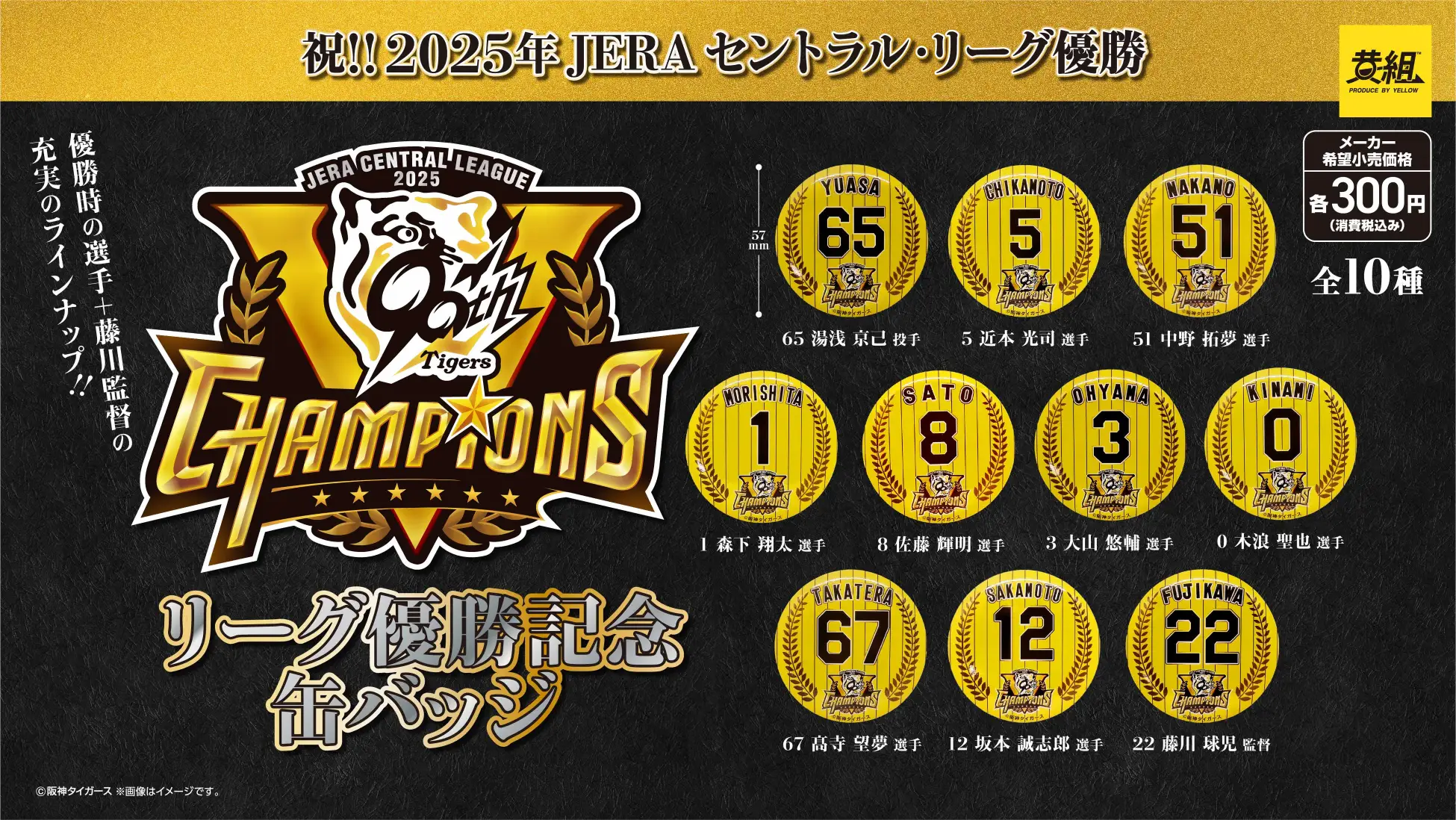 予約・購入】阪神タイガース JERA セントラル・リーグ優勝記念缶バッジ 
